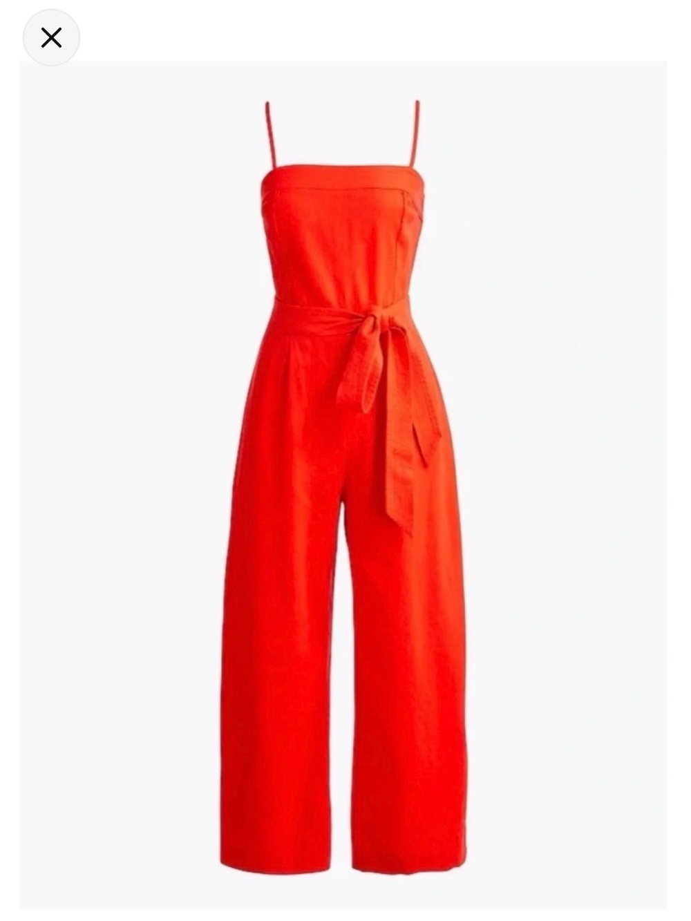 J. Crew Red Spaghetti-Strap Tie-Waist Wide-Leg Jumpsuit - Linen - Picture 2 of 7
